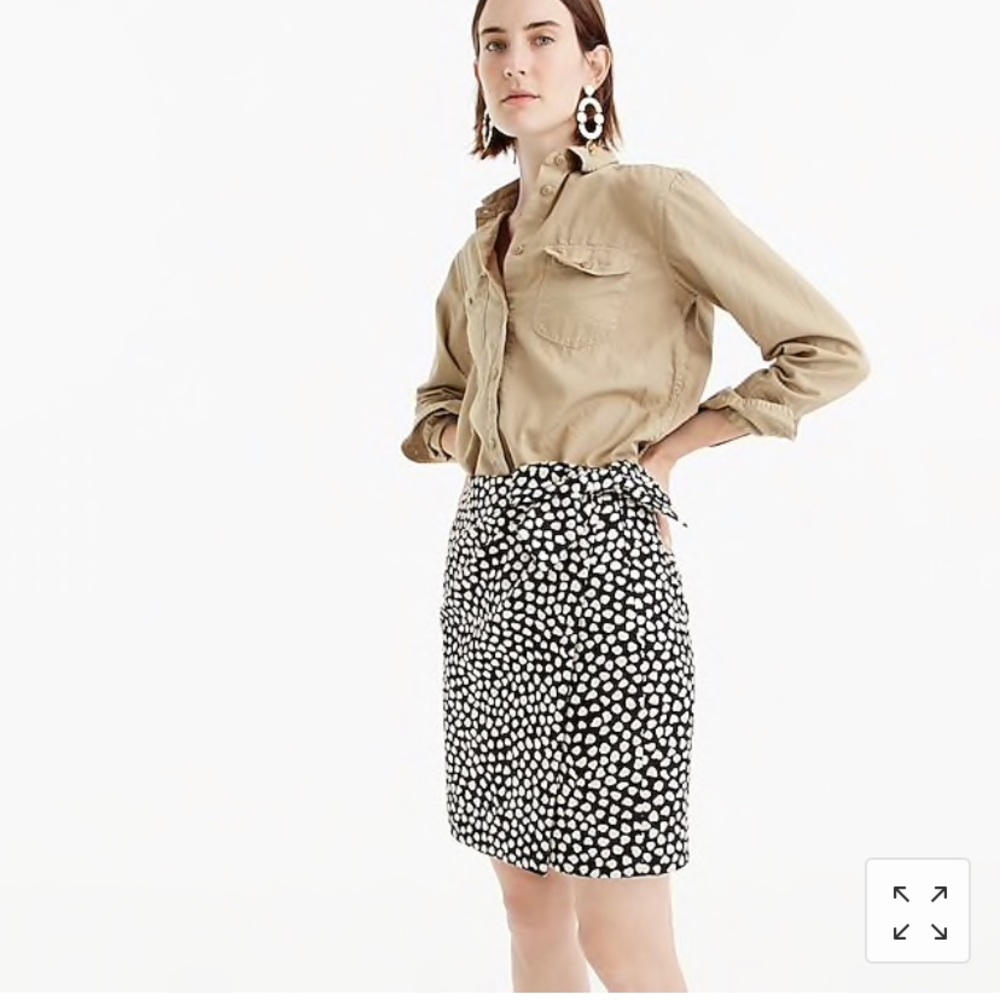 J.Crew Metallic pebble print jacquard skirt.